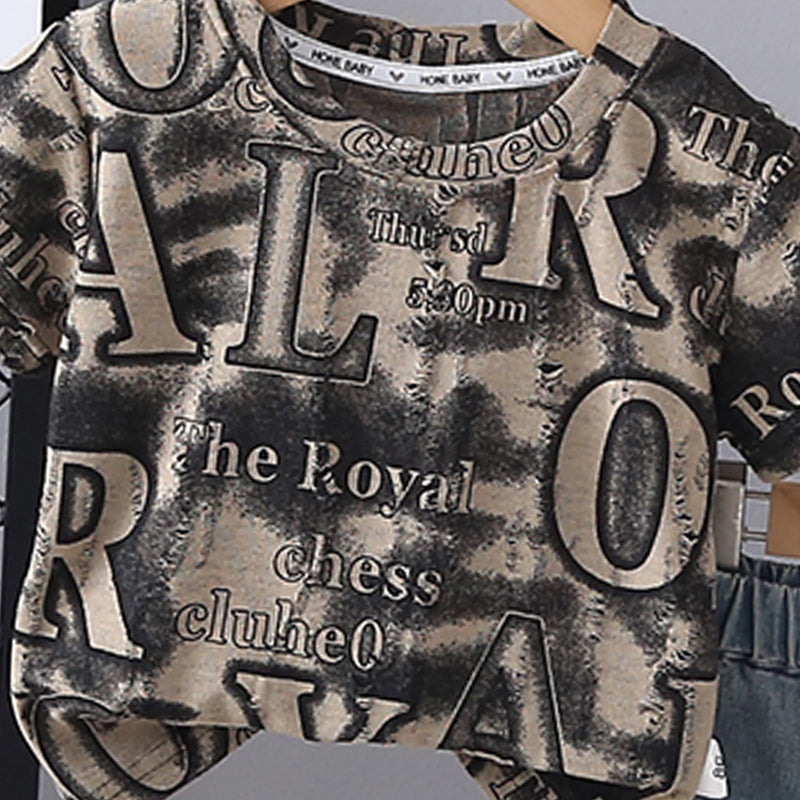 Boys Printed Short Sleeves T-shirt With Shorts