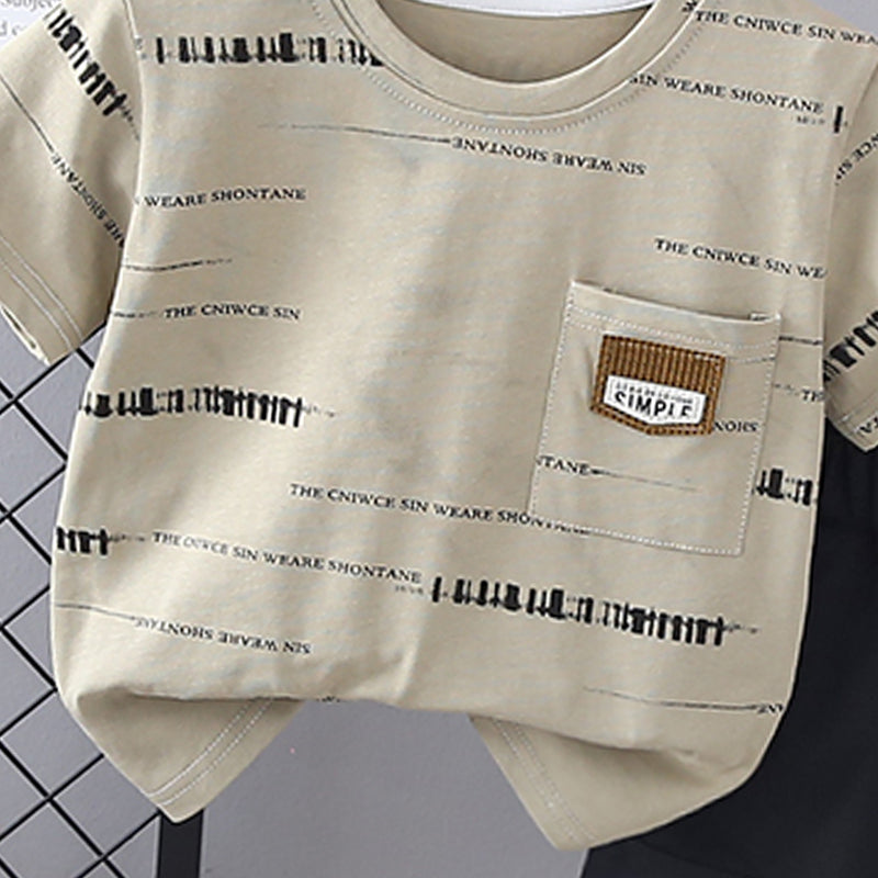 Boys Printed Short Sleeves T-shirt With Shorts