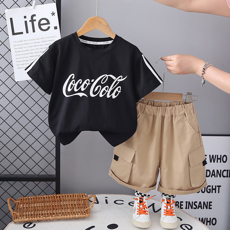 Boys Printed Short Sleeves T-shirt With Shorts