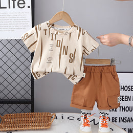 Boys Printed Short Sleeves T-shirt With Shorts