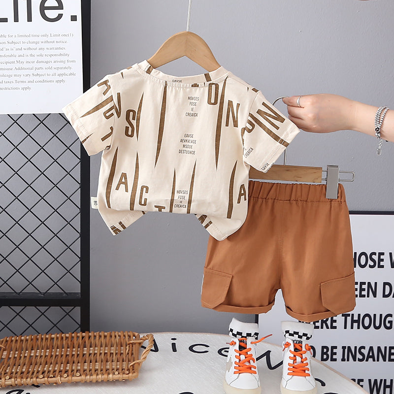 Boys Printed Short Sleeves T-shirt With Shorts