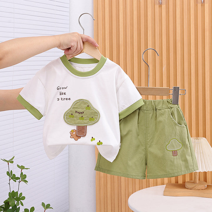 Boys Printed Short Sleeves T-shirt With Shorts