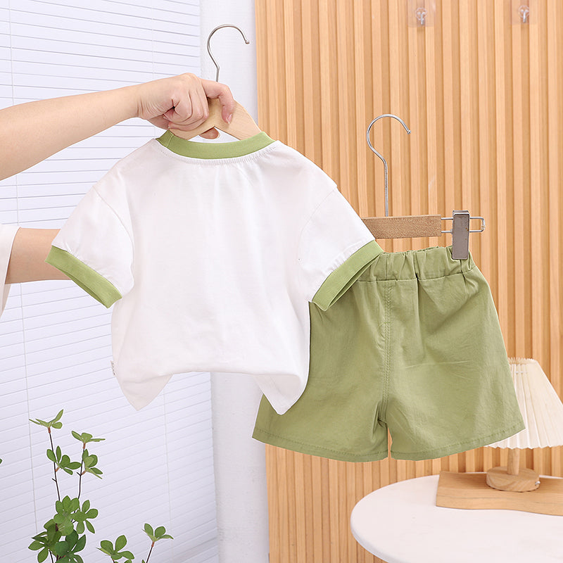 Boys Printed Short Sleeves T-shirt With Shorts