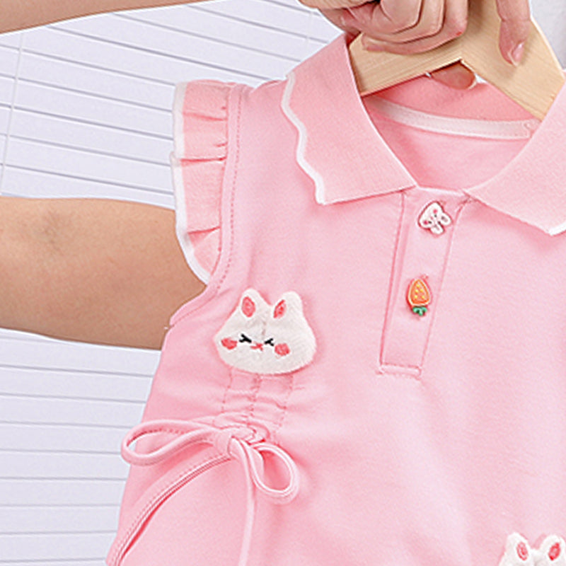 Girls Polo Collar Top With Skirt