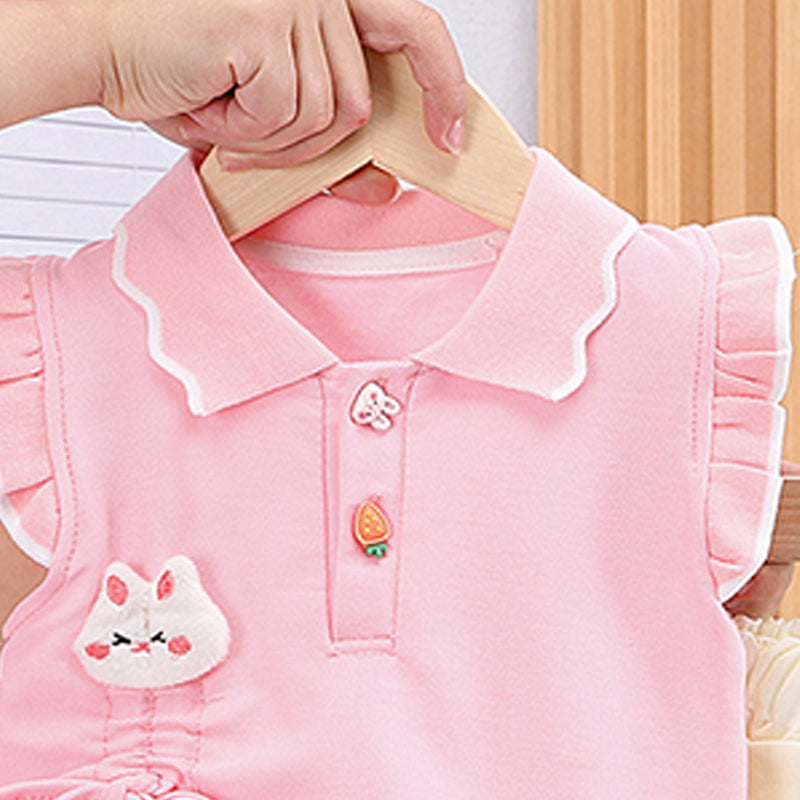 Girls Polo Collar Top With Skirt