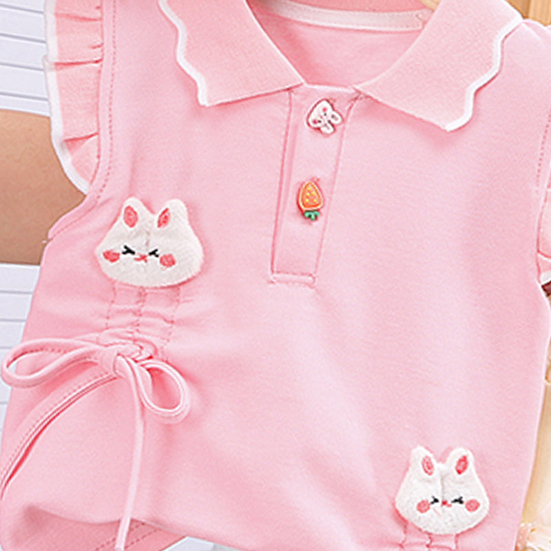 Girls Polo Collar Top With Skirt