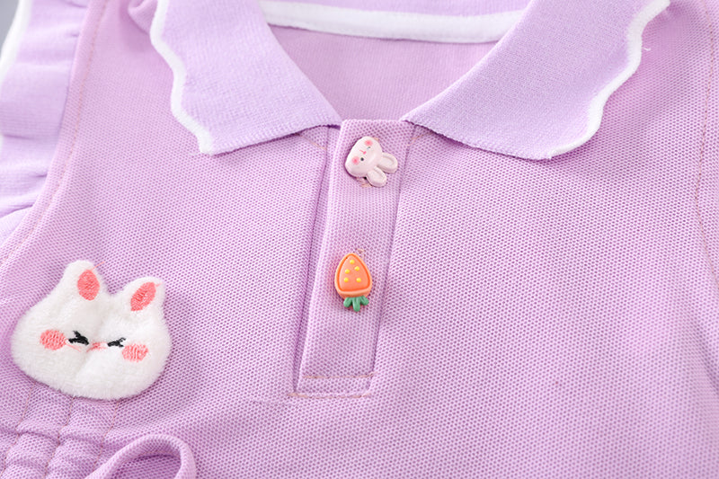 Girls Polo Collar Top With Skirt