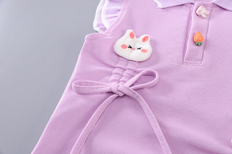 Girls Polo Collar Top With Skirt