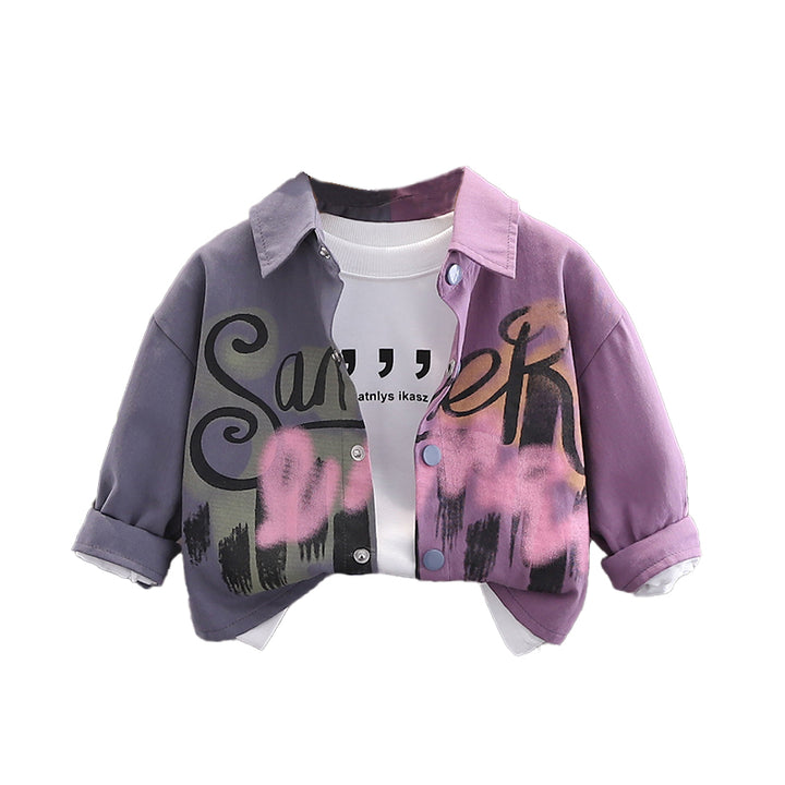 Boys Spread Collar Typography Printed Cotton Casual Shirt