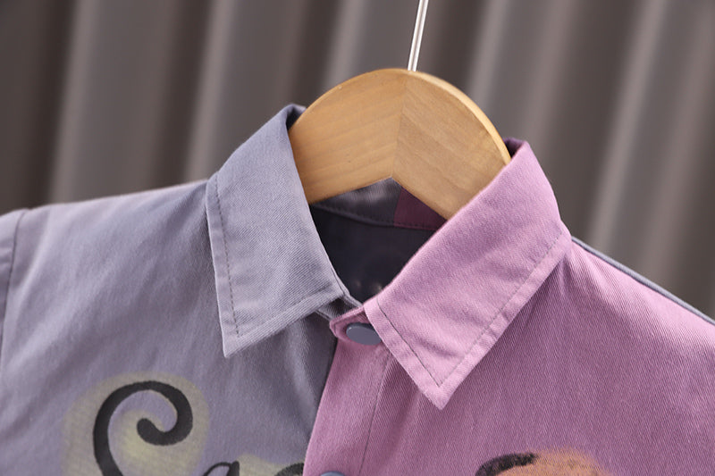 Boys Spread Collar Typography Printed Cotton Casual Shirt