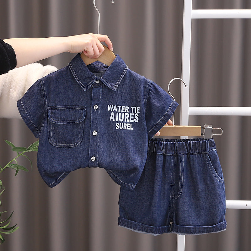 Boys Printed Short Sleeves Shirt With Shorts