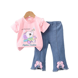 Girls Printed T-shirt with Trousers