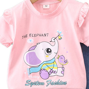 Girls Printed T-shirt with Trousers