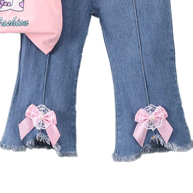 Girls Printed T-shirt with Trousers