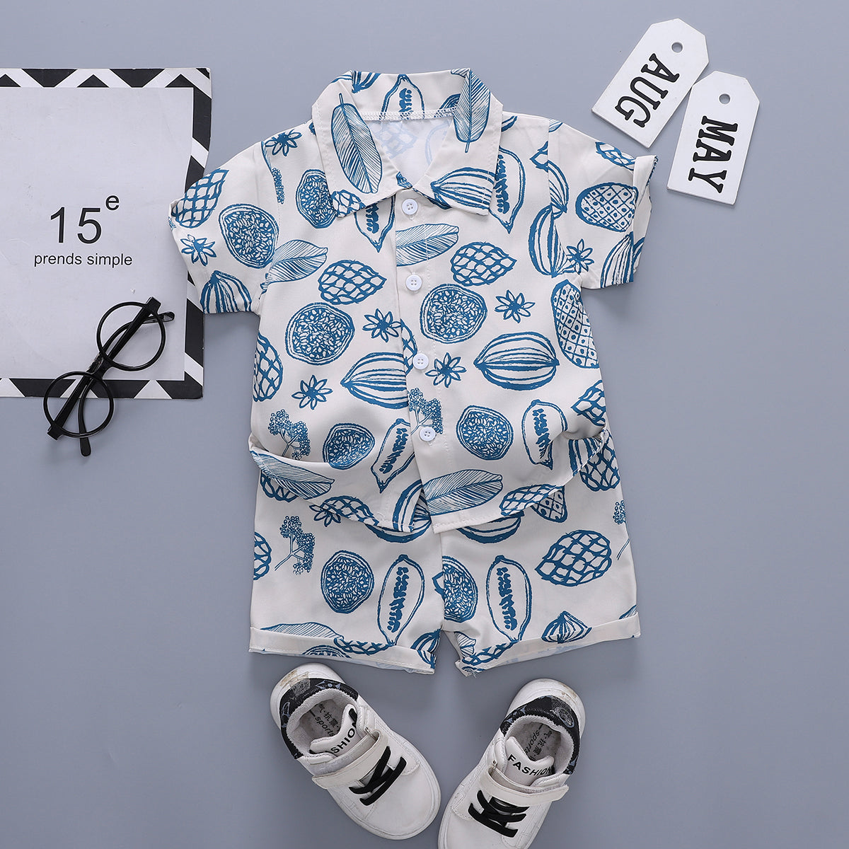 Printed Shirt and Shorts Set