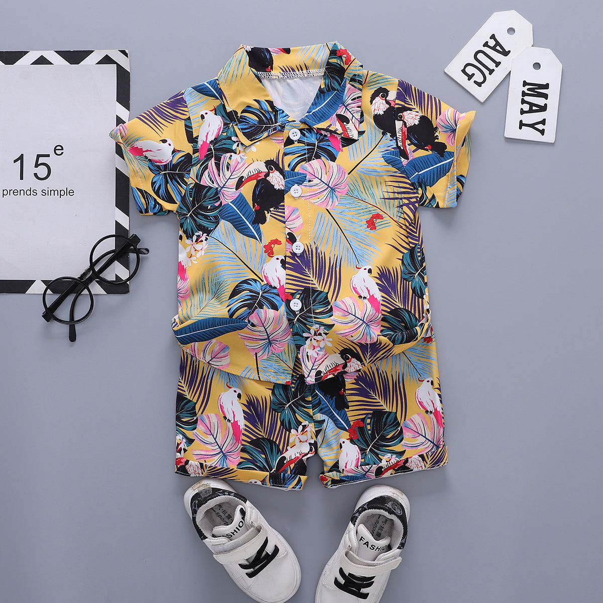 Printed Shirt and Shorts Set