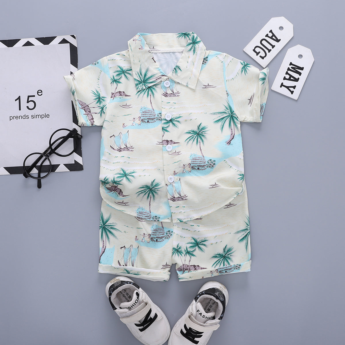 Printed Shirt and Shorts Set