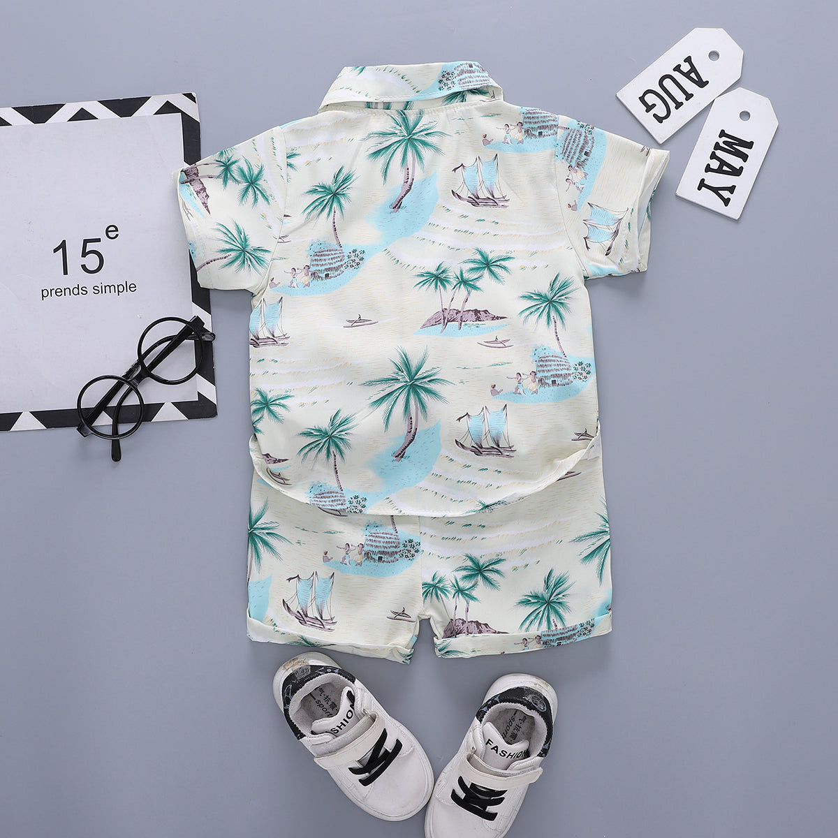 Printed Shirt and Shorts Set