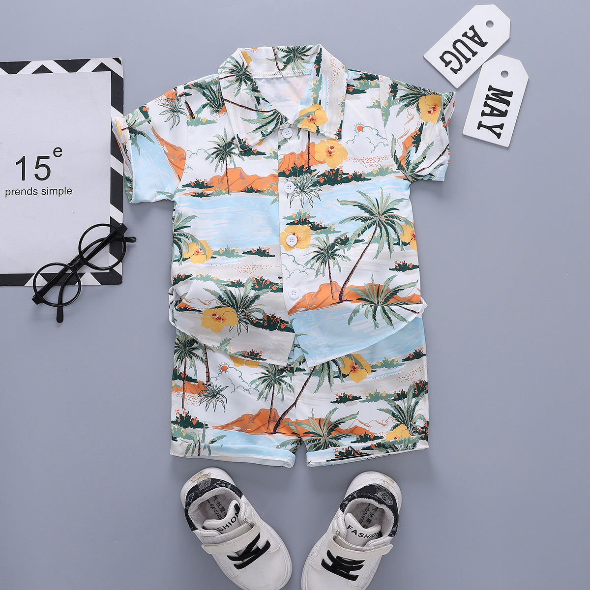 Printed Shirt and Shorts Set