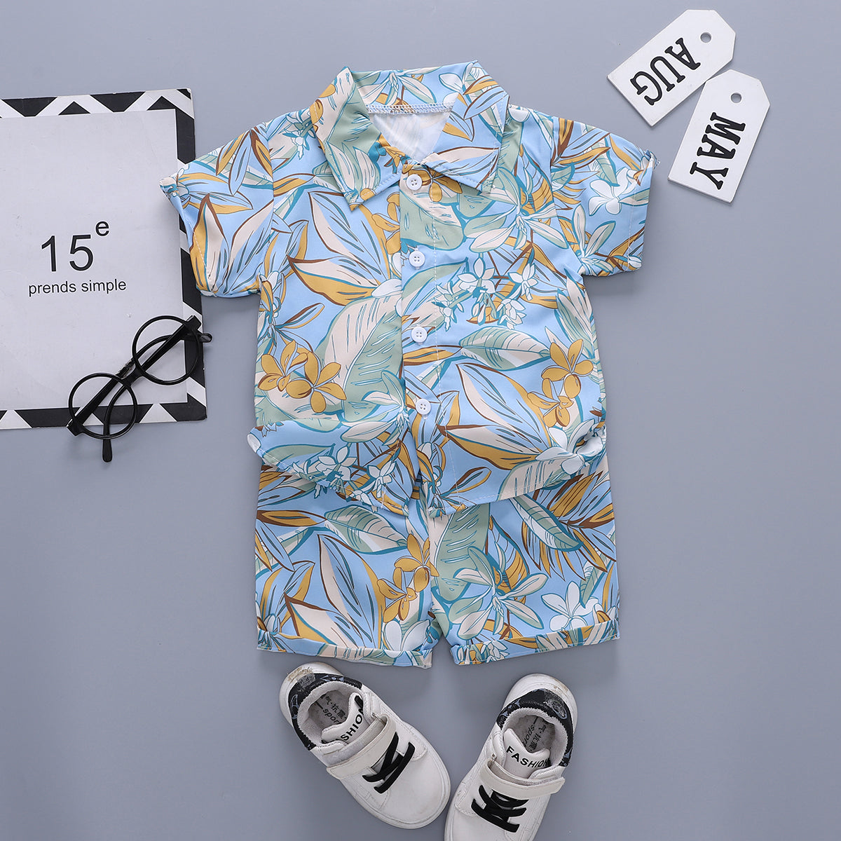 Printed Shirt and Shorts Set