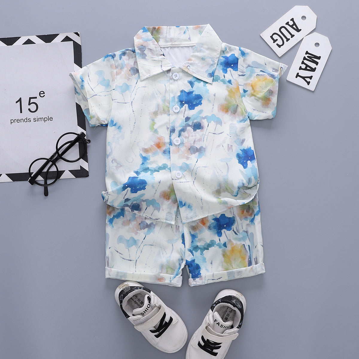 Printed Shirt and Shorts Set