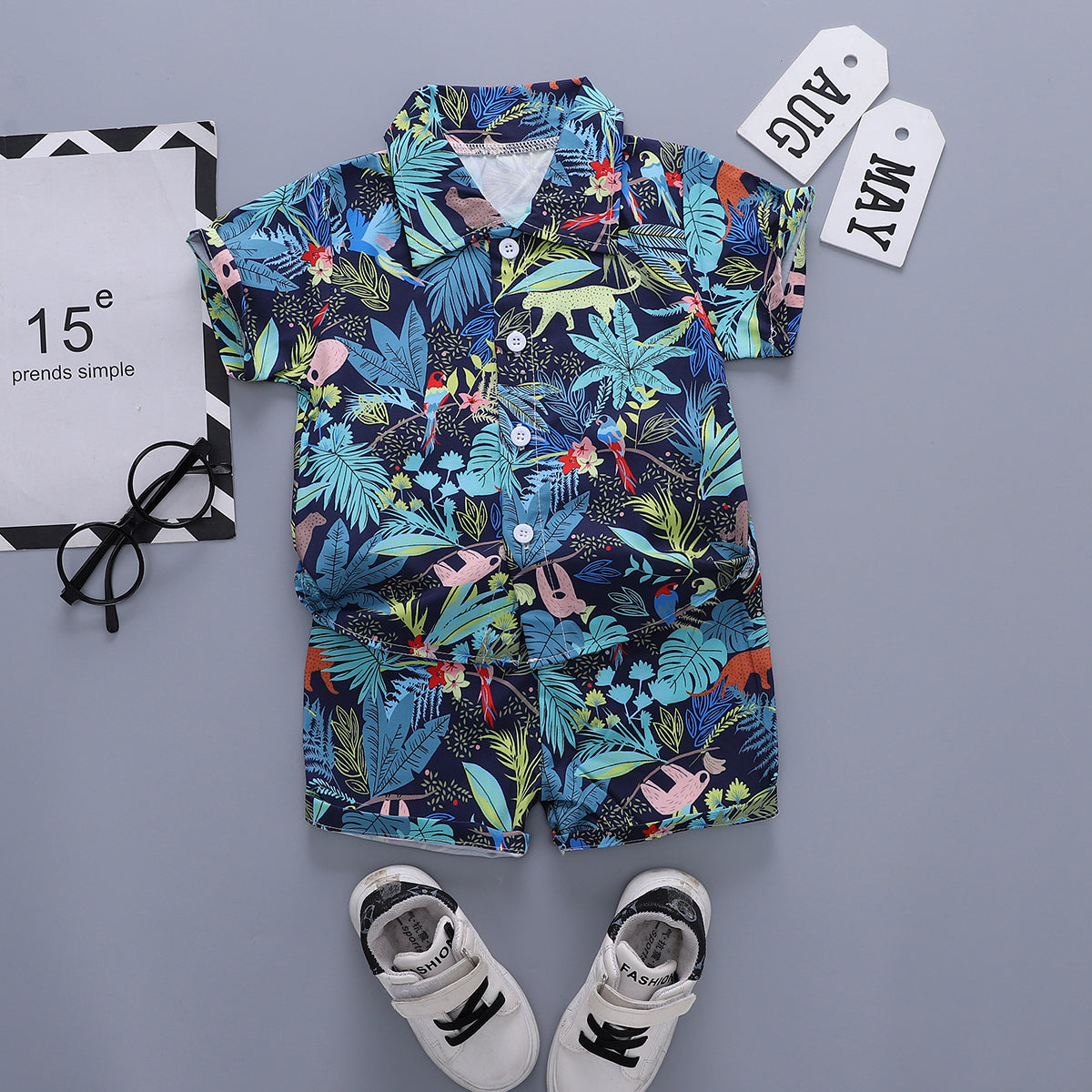 Printed Shirt and Shorts Set