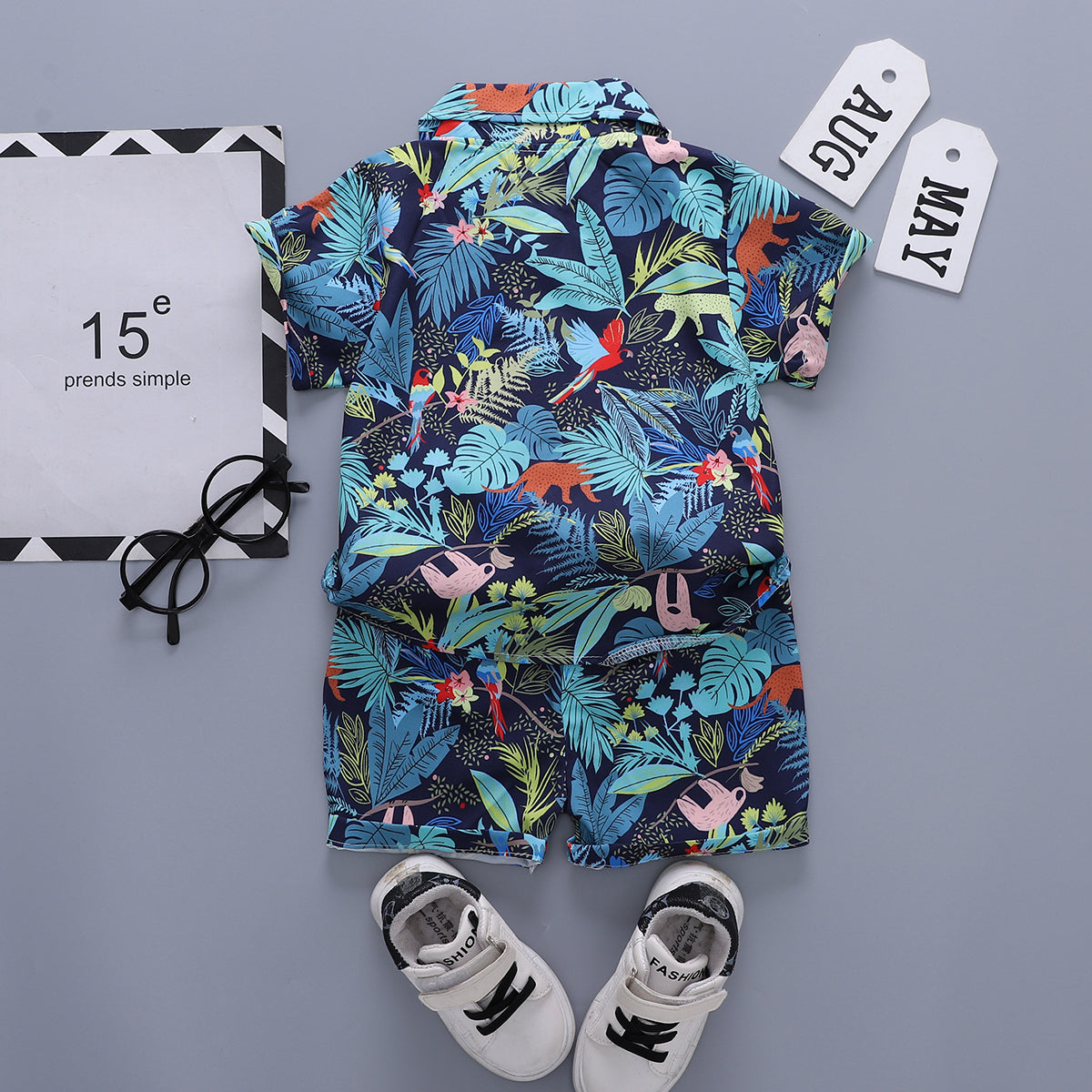 Printed Shirt and Shorts Set
