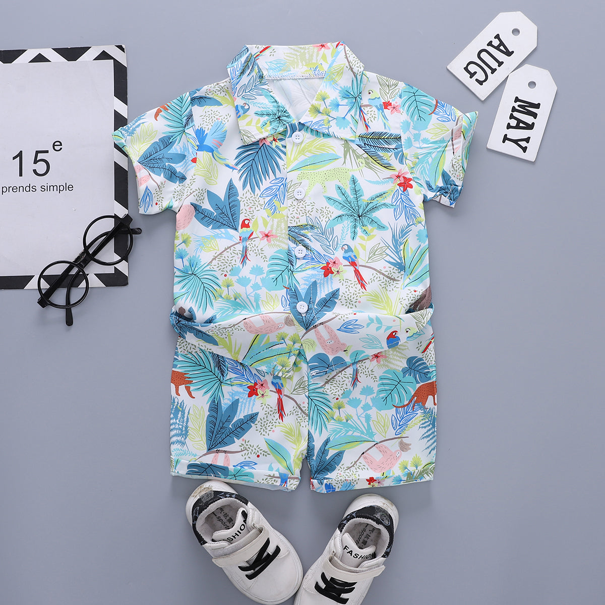 Printed Shirt and Shorts Set
