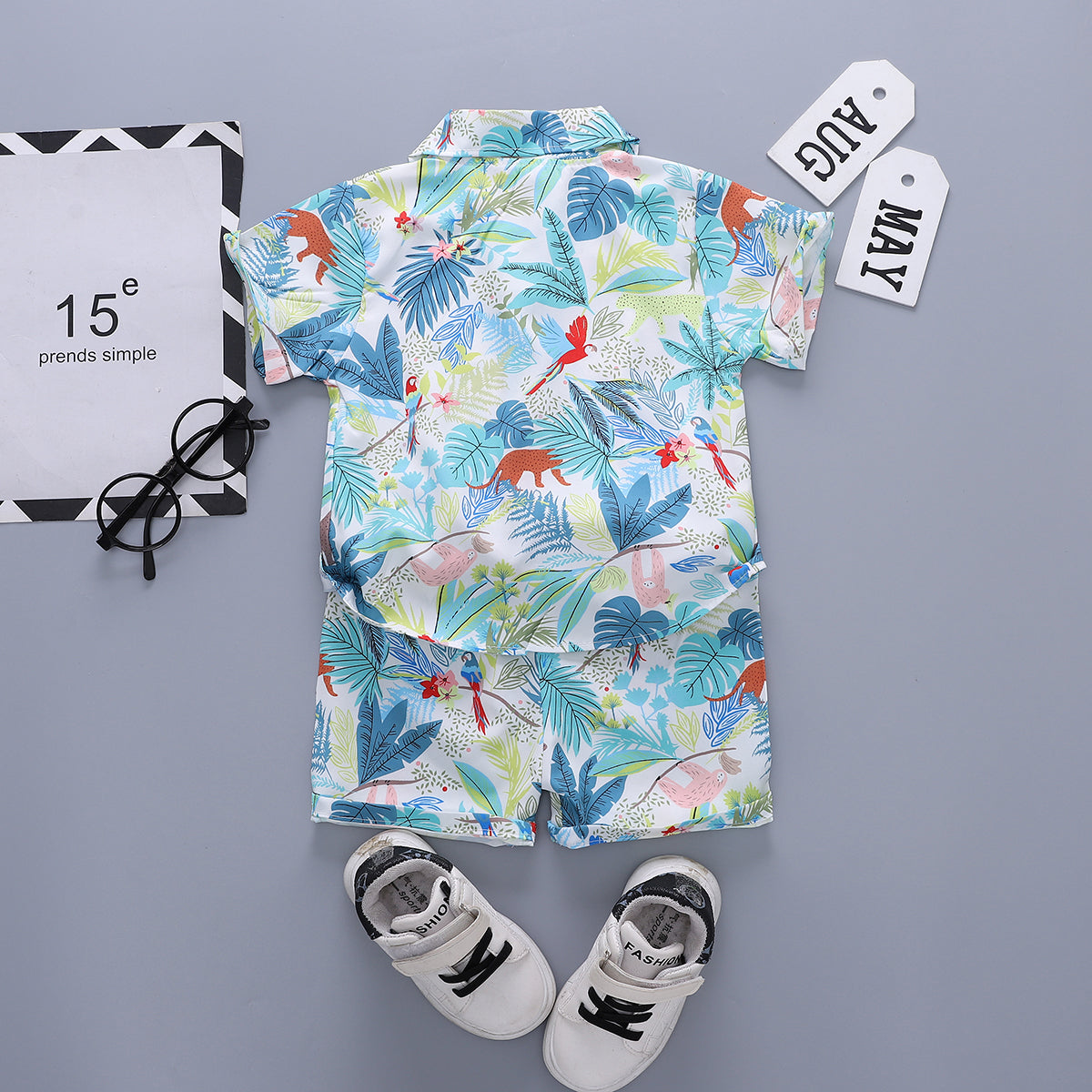 Printed Shirt and Shorts Set