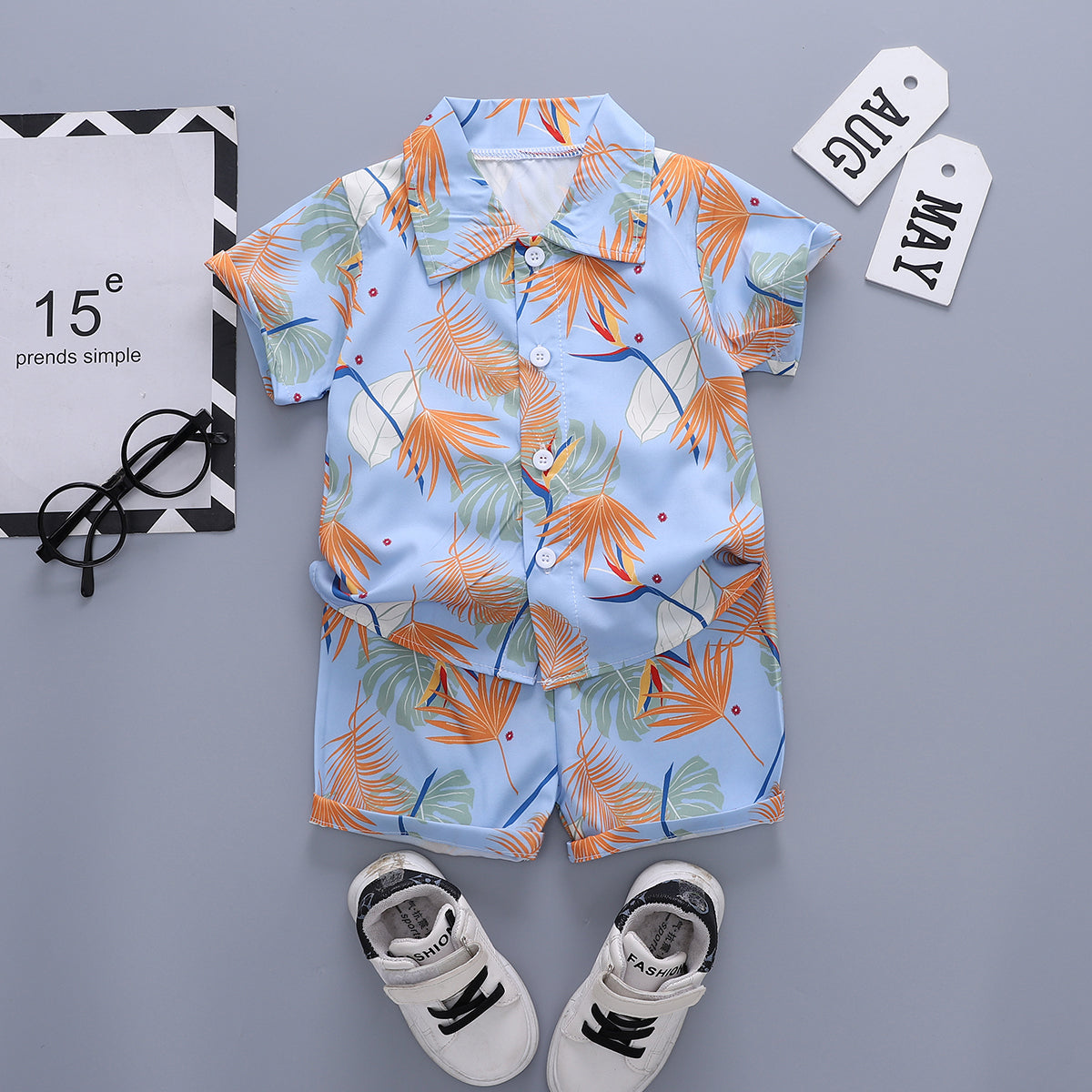 Printed Shirt and Shorts Set