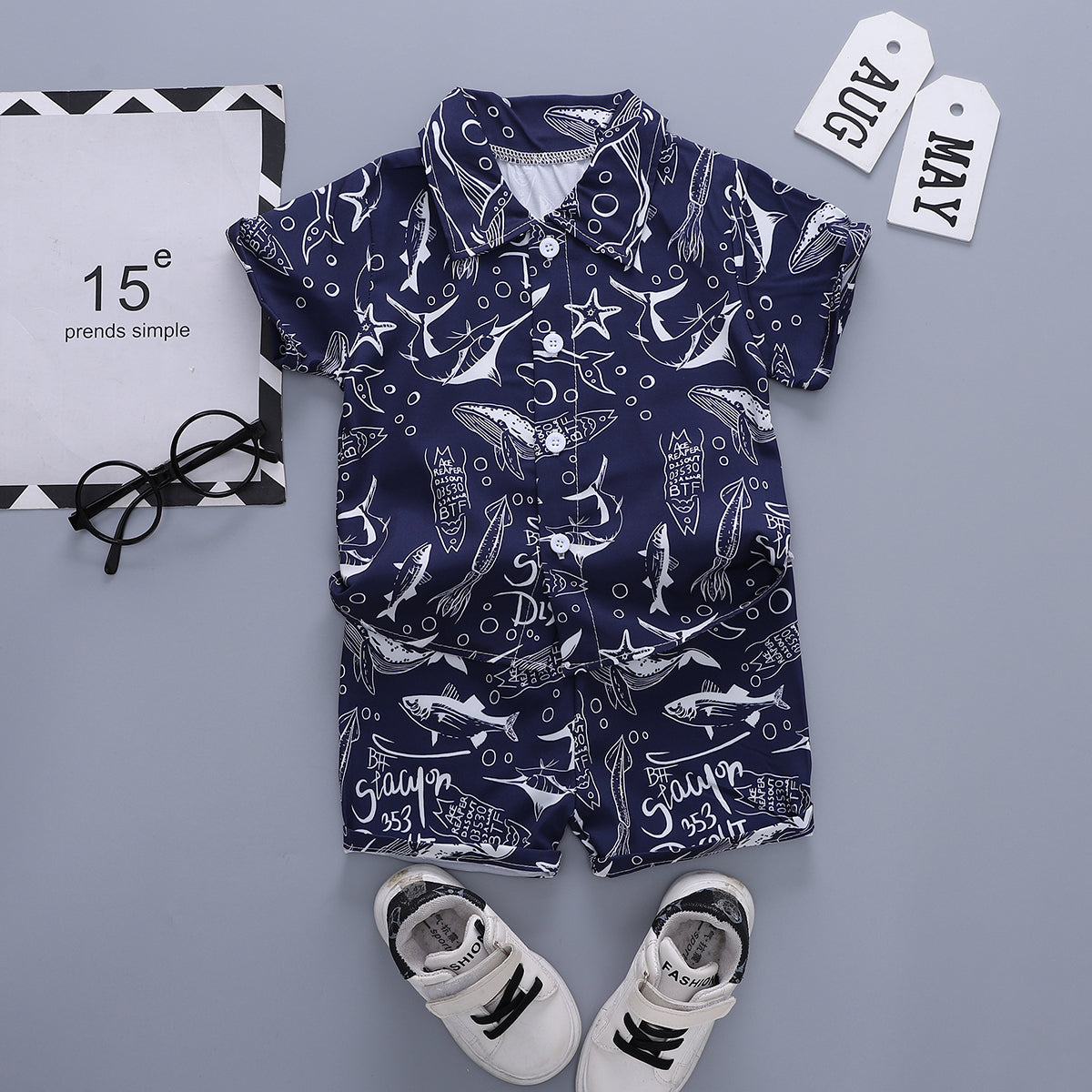 Printed Shirt and Shorts Set