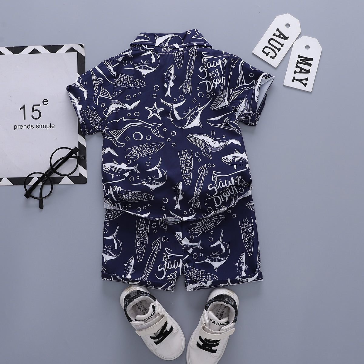 Printed Shirt and Shorts Set
