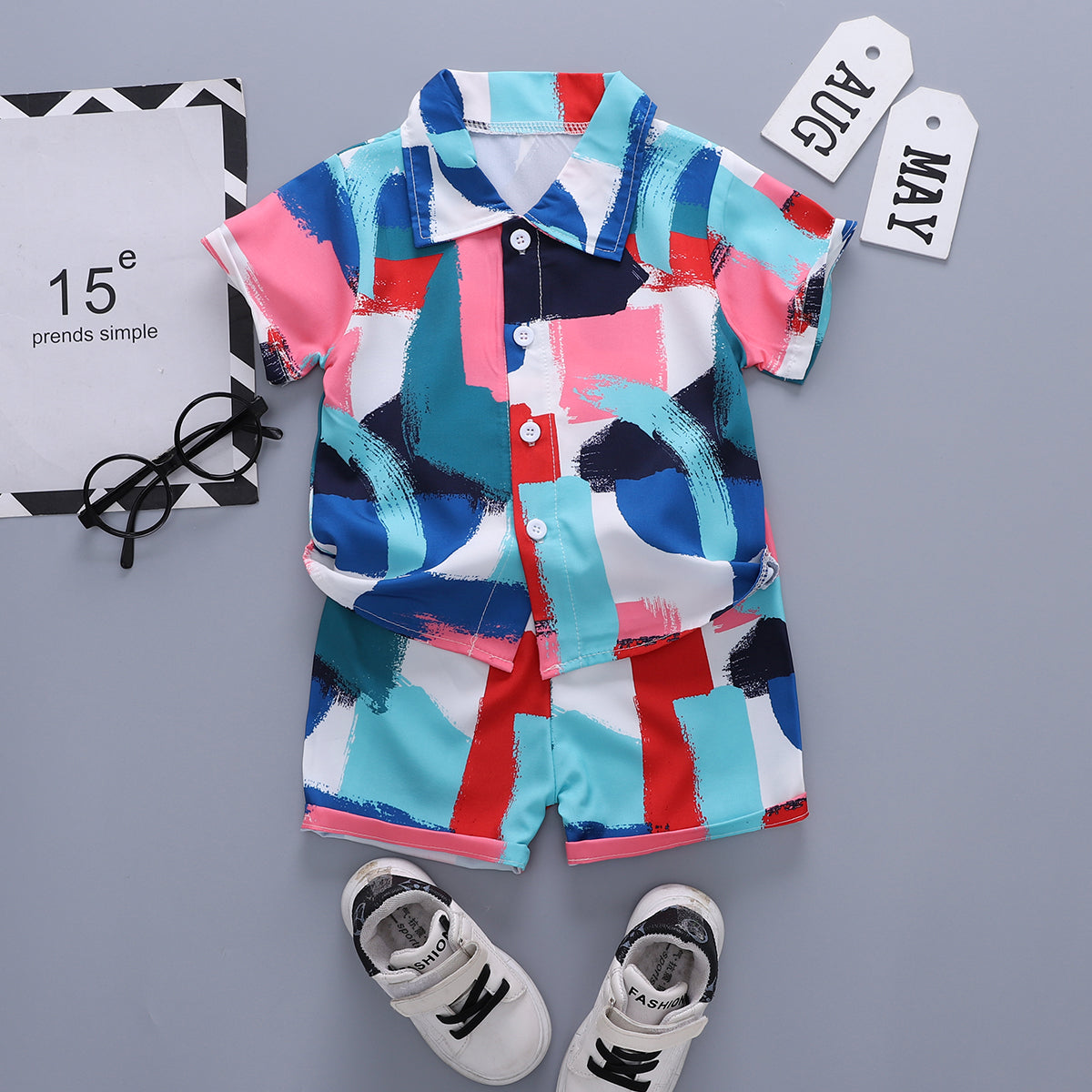 Printed Shirt and Shorts Set