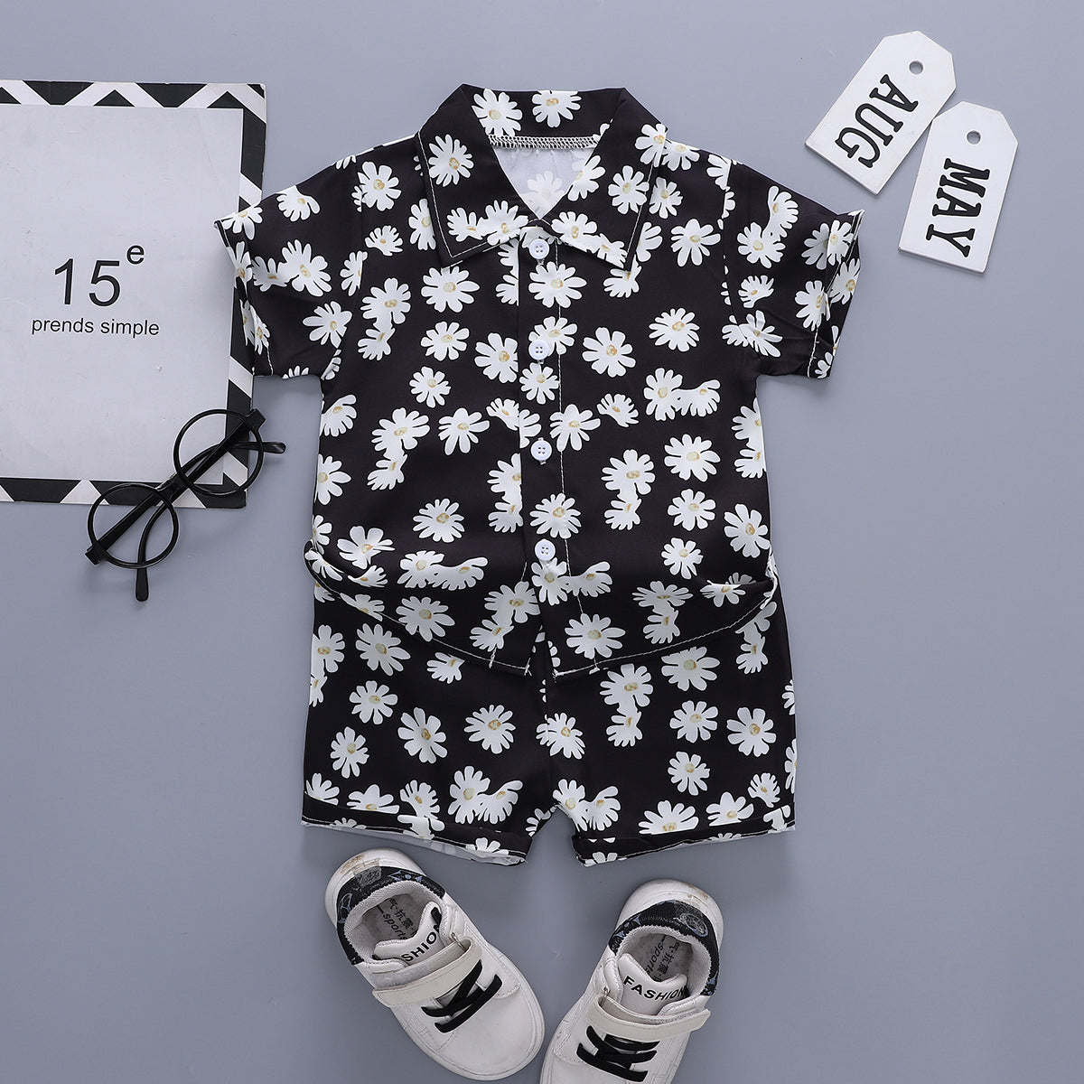 Printed Shirt and Shorts Set