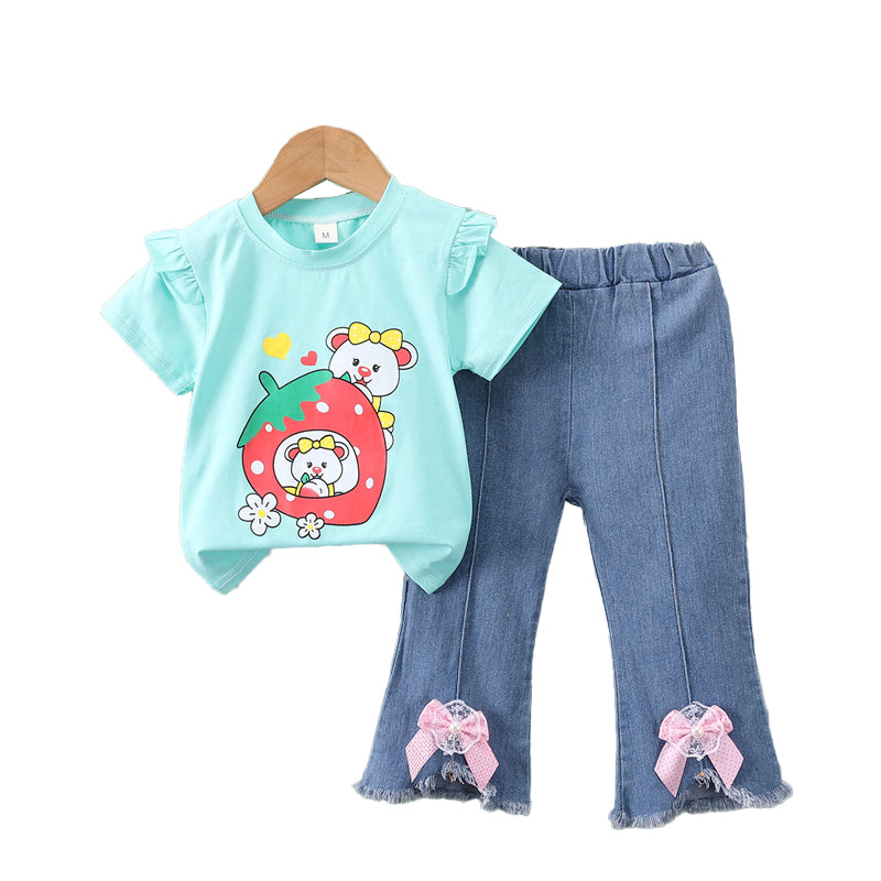 Girls Printed Top with Trousers