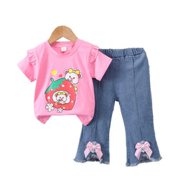 Girls Printed T-shirt with Trousers