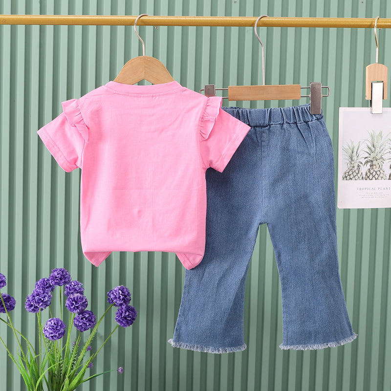 Girls Printed T-shirt with Trousers
