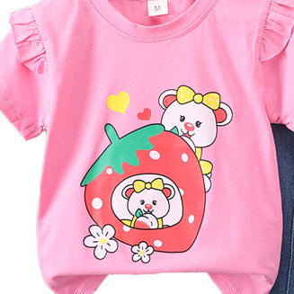 Girls Printed T-shirt with Trousers