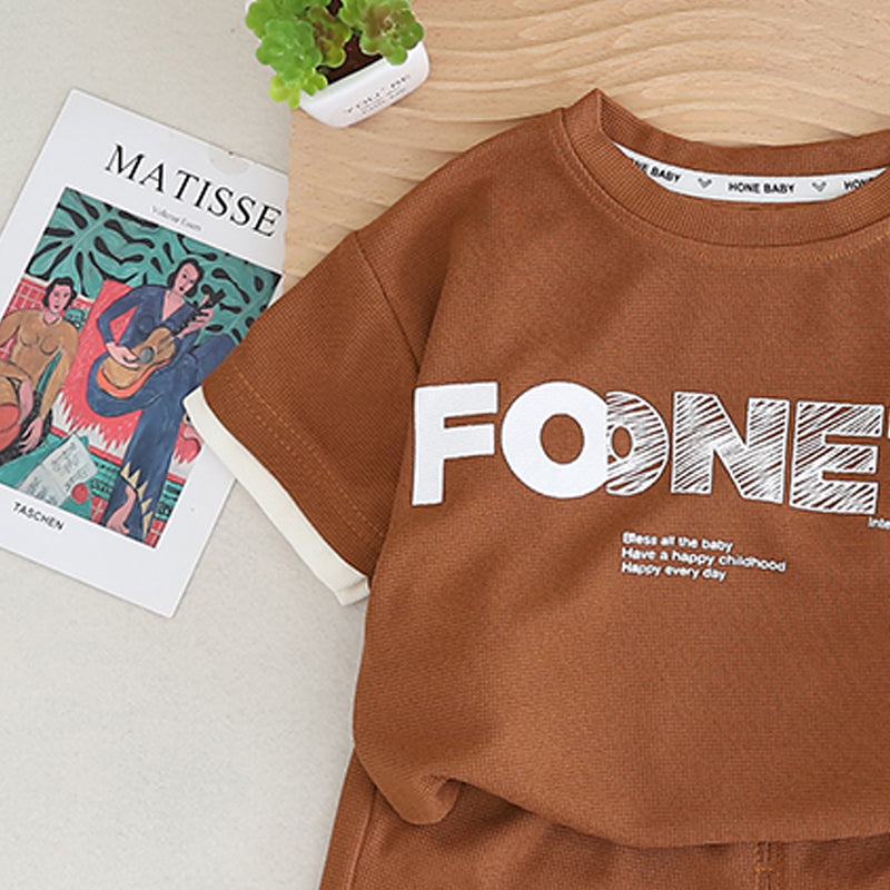 Boys Printed Round Neck Pure Cotton T-shirt with Shorts
