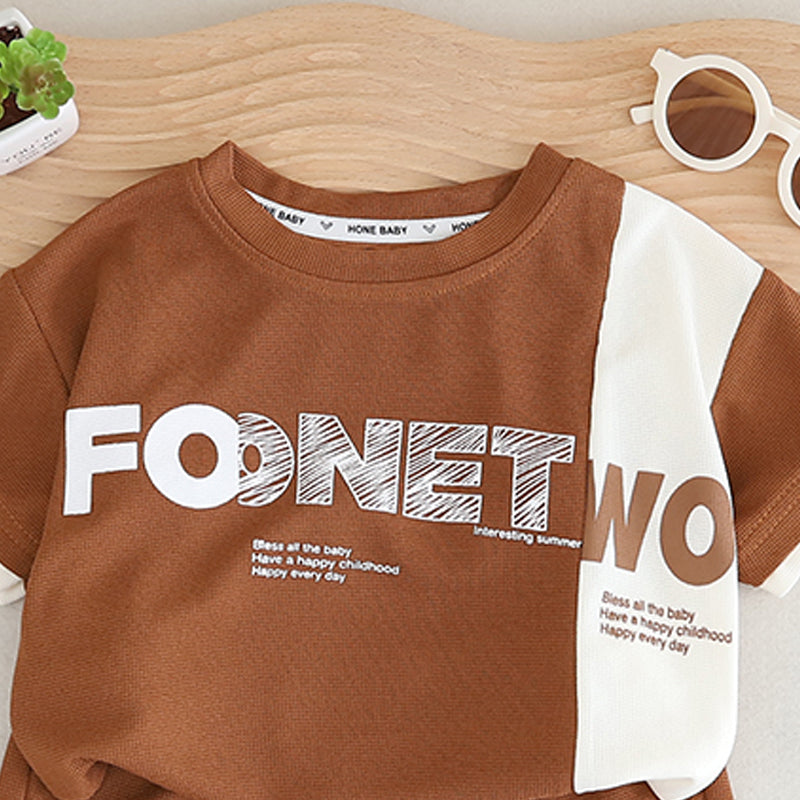 Boys Printed Round Neck Pure Cotton T-shirt with Shorts