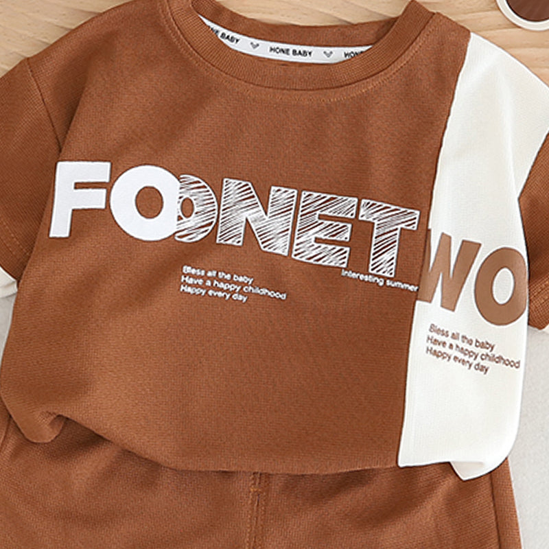 Boys Printed Round Neck Pure Cotton T-shirt with Shorts