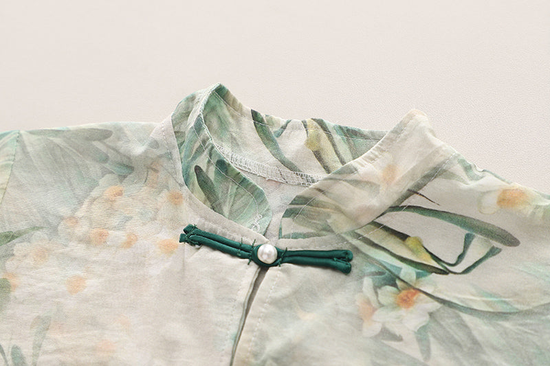 Boys Printed Shirt Collar Pure Cotton Shirt with Shorts