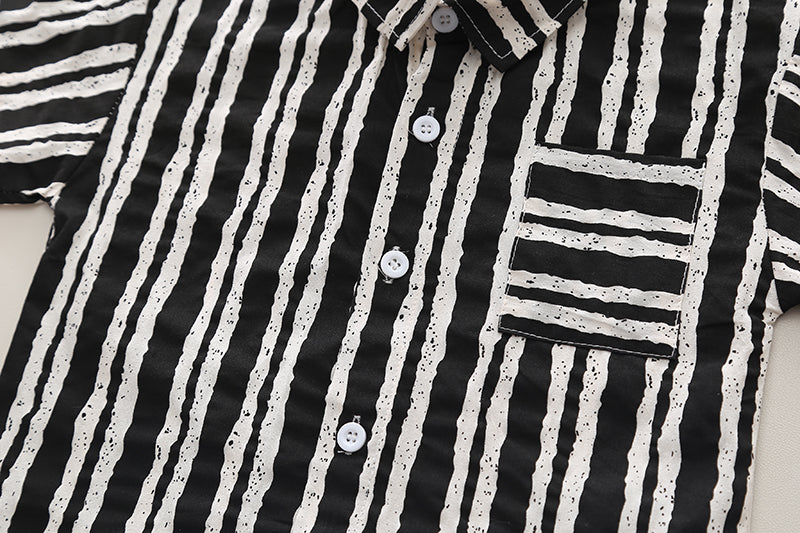 Boys Striped Pure Cotton Shirt With Shorts