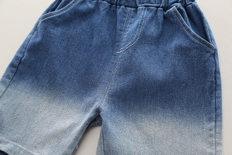 Boys Striped Pure Cotton Shirt With Shorts