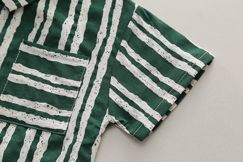 Boys Striped Pure Cotton Shirt With Shorts