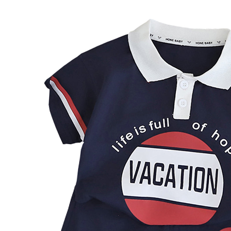 Boys Graphic Printed Pure Cotton T-shirt With Shorts