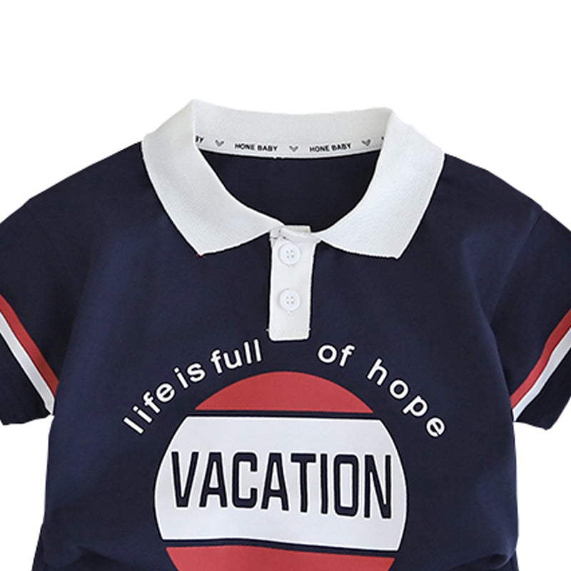 Boys Graphic Printed Pure Cotton T-shirt With Shorts