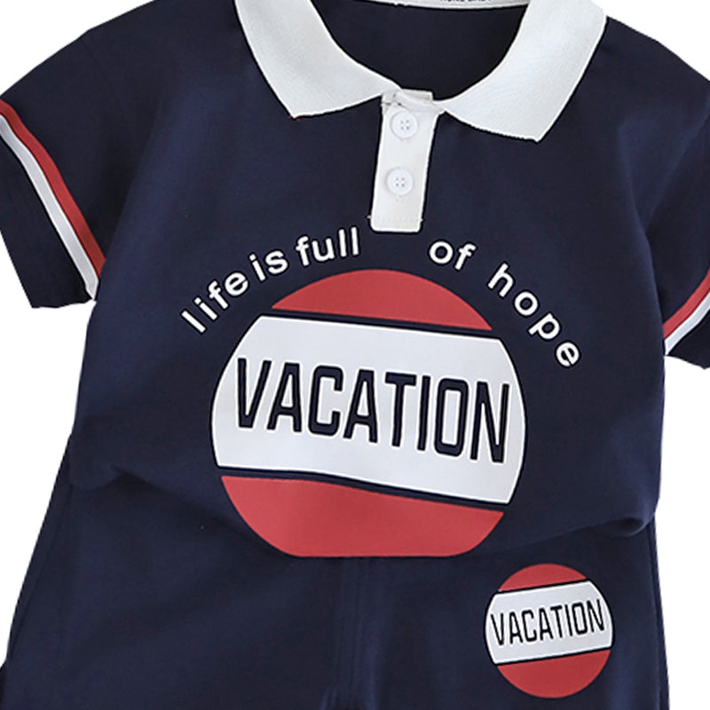 Boys Graphic Printed Pure Cotton T-shirt With Shorts