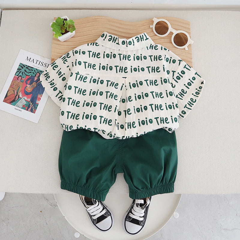 Boys Printed Pure Cotton Shirt With Shorts