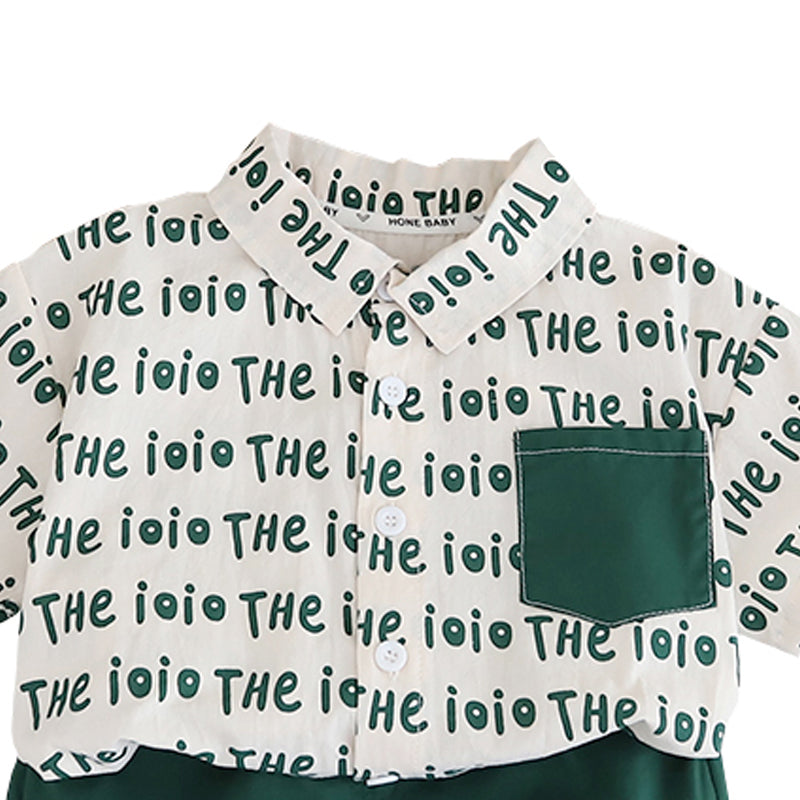 Boys Printed Pure Cotton Shirt With Shorts